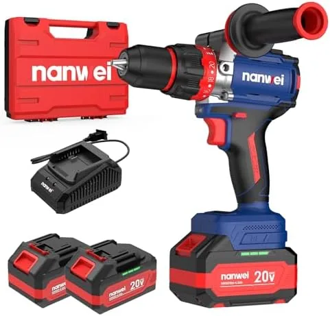 nanwei hammer drill1100 in lbs 26000bpm 2x40ah batteries brushless